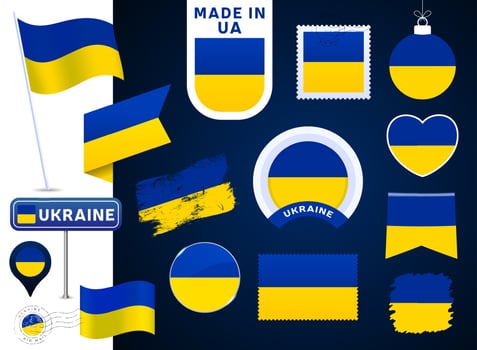 ukraine flag vector collection. big set of national flag design