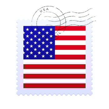 usa postage mark. National Flag Postage Stamp isolated on white vector