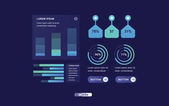 Elements of ui design. Modern presentation with infographic, vector