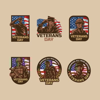 Set of Veterans Day Sticker vector