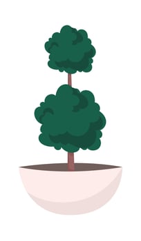 Indoor tree for interior decoration semi flat color vector object