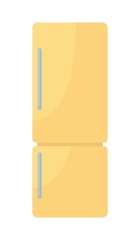 Yellow refrigerator semi flat color vector object