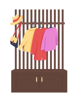 Coat hangers for hallway semi flat color vector object