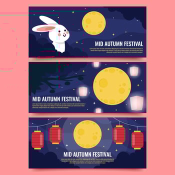 Mid Autumn Festival Banner Pack vector