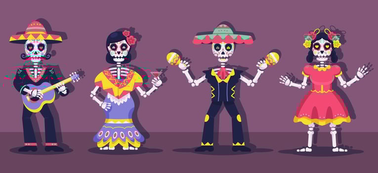 Dia De Los Muertos Character Collection vector