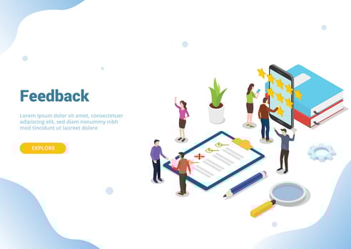 isometric 3d feedback business rating star concept vector