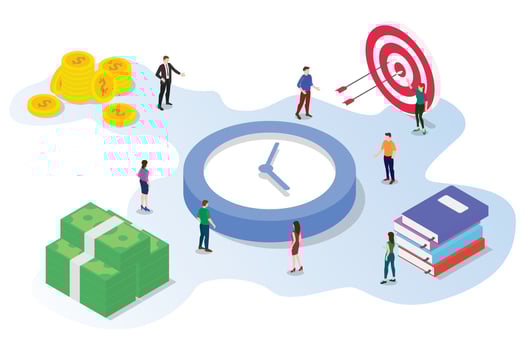 time management saving concept with team people vector
