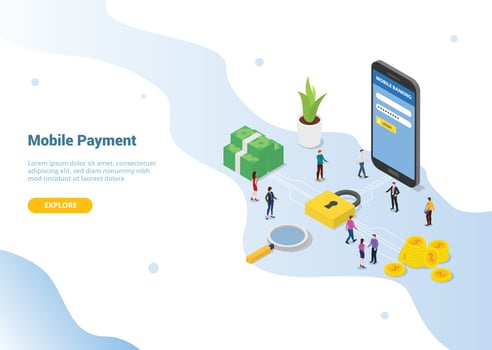 mobile payment concept with smartphone security vector