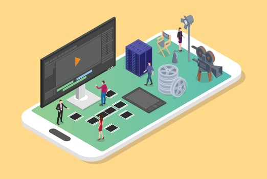 mobile video editing and production on the smartphone vector