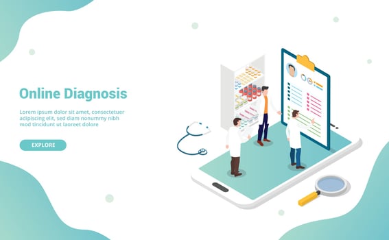 online diagnosis health medical consultation with doctor vector