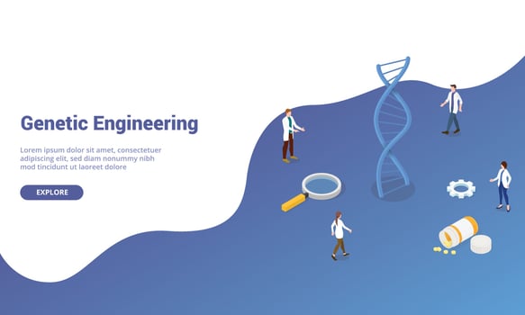 dna genetic engineering with team doctor people vector