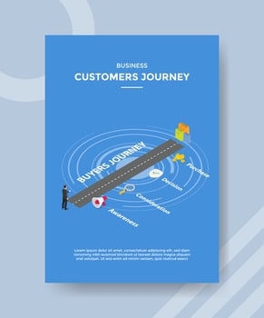 business customer journey men standing on road buyers vector