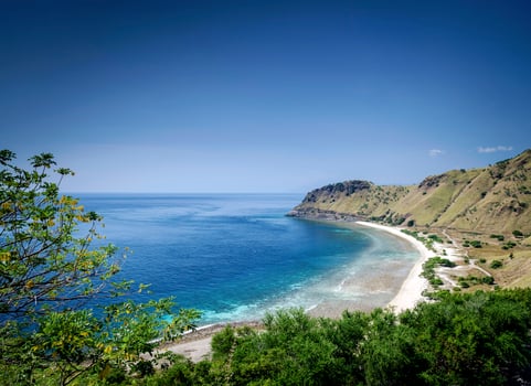 Coast and beach view near Dili in East Timor Leste from Cristo Rei hill monument photo