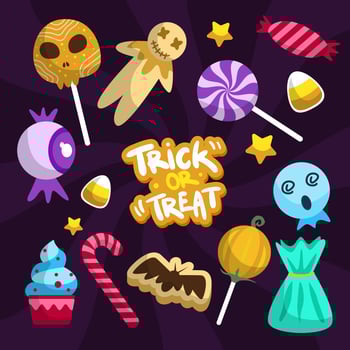 Trick or Treat Sticker Set vector