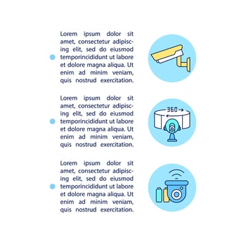 Fisheye lens cam concept line icons with text vector