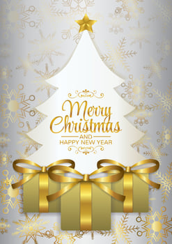 big chrismas tree with many gifts vector