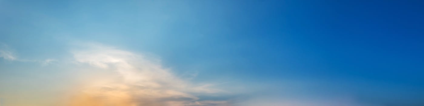 Dramatic panorama sky with cloud on twilight time. photo