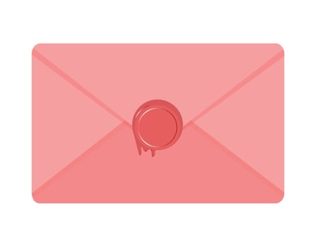 Pink envelope with red wax seal stamp isolated vector