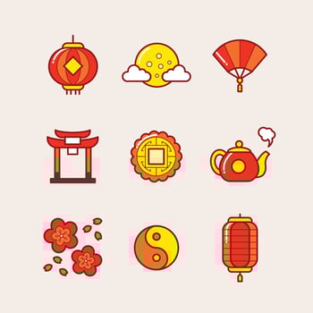 Asian Moon Festival Icons vector