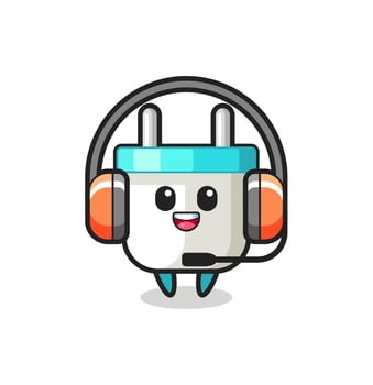 Cartoon mascot of electric plug as a customer service vector