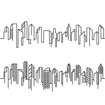 City Building Line art Vector Illustration template