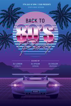 Retrowave Party 80s Poster vector