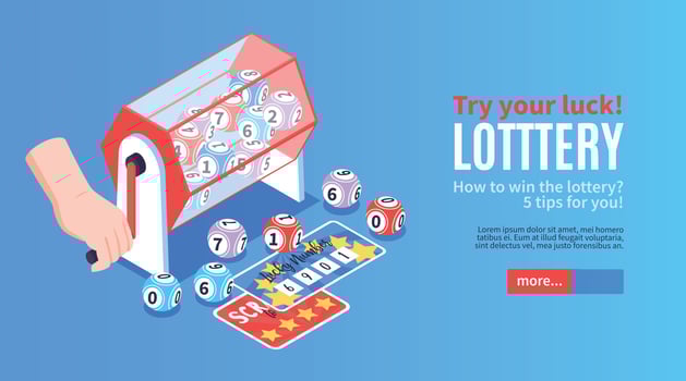 Lottery Drum Horizontal Banner vector