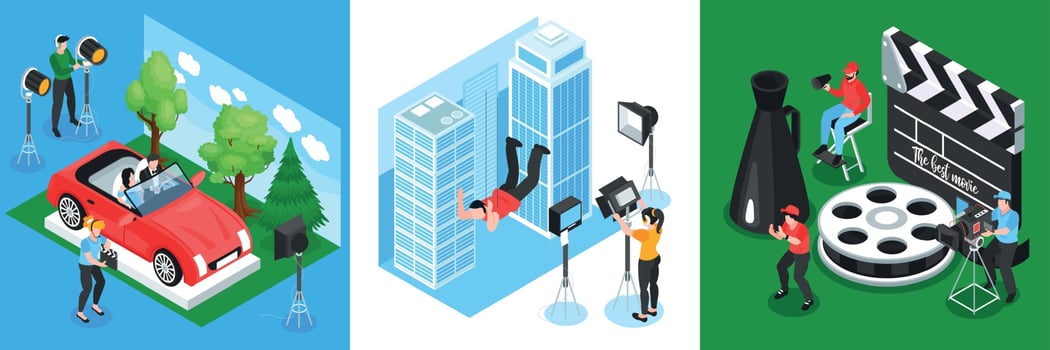 Isometric Cinematography Design Concept vector