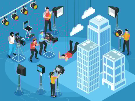 Isometric Film Set Composition vector