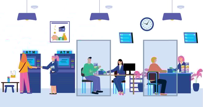 Cash Desk Bank Flat Composition vector