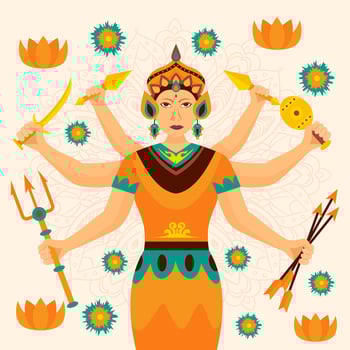 Celebration of Durga Puja Concept vector