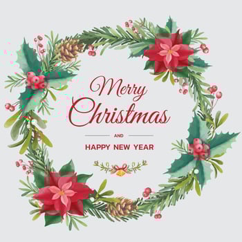 Watercolor Christmas Floral Wreath vector