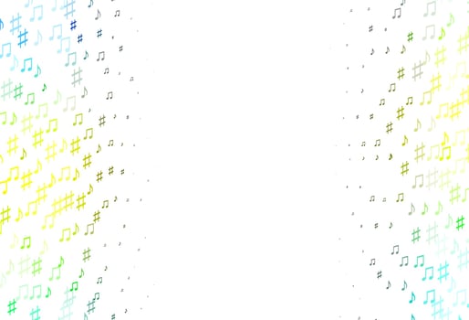 Light Green, Yellow vector background with music symbols.