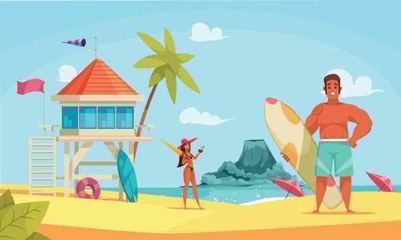 Hawaii Beach Composition vector