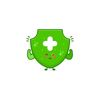 Cute fresh shield character illustration smile happy mascot logo kids vector
