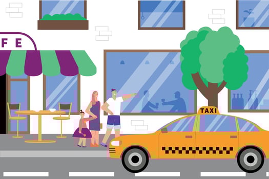 Catch Taxi Street Flat Composition vector