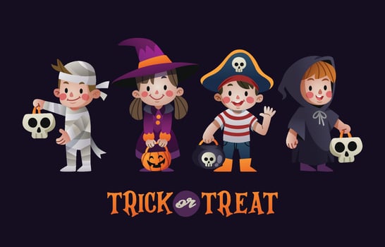 Trick or Treat Character Set vector