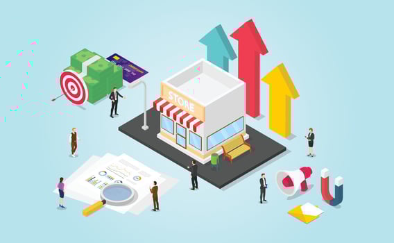 small business growth development with finance report vector