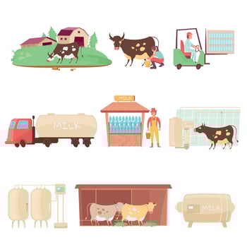 Dairy Products Icon Set vector