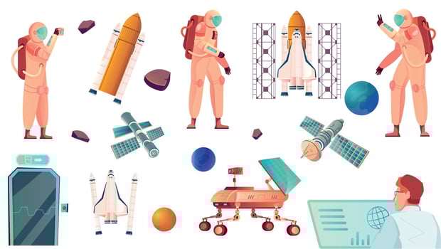 Space Tech Icons Collection vector