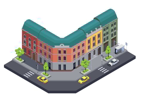 Town Building Isometric Composition vector