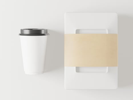 Plastic cup for coffee on a white background, 3d style. photo