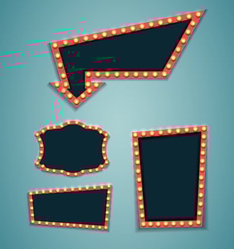 Vintage 3d light retro frame. Vector Illustration