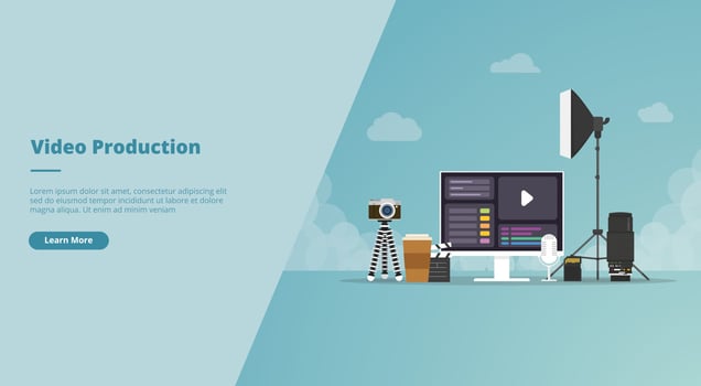 video production concept for website landing homepage vector