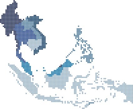 Circle shape South east Asia and nearby countries map. vector