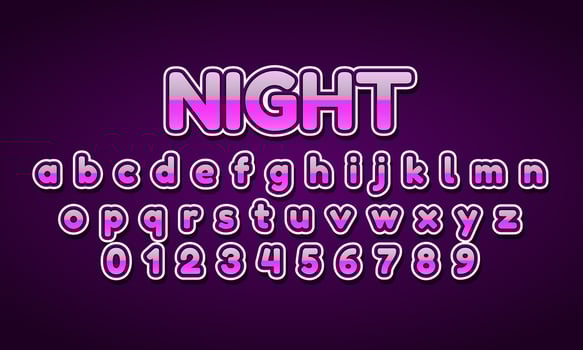 night font alphabet vector