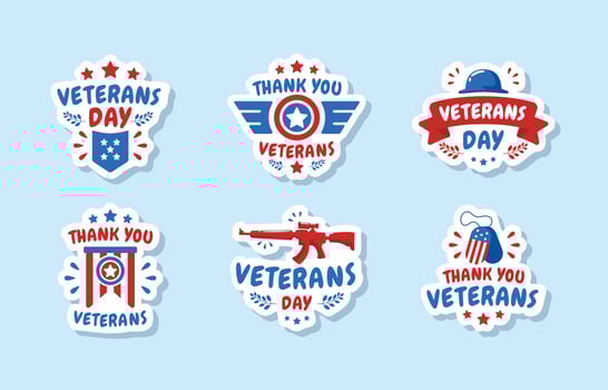 USA Veterans Day Icon Sticker Set vector