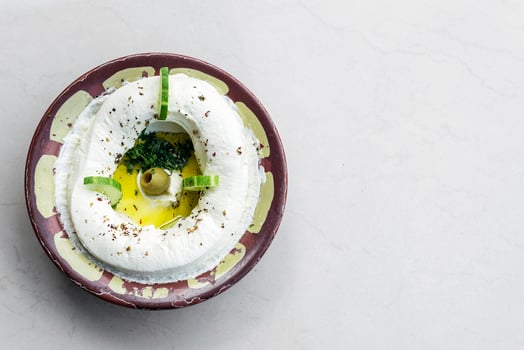 Labneh fresh Lebanese Middle Eastern cream cheese dip snack food dip photo