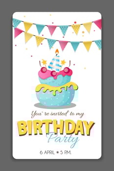 Birthday Party Invitation Card Template Vector Illustration