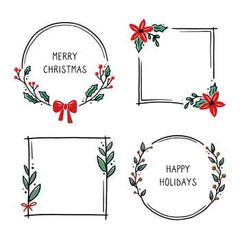 Set of christmas floral frame illustration vector